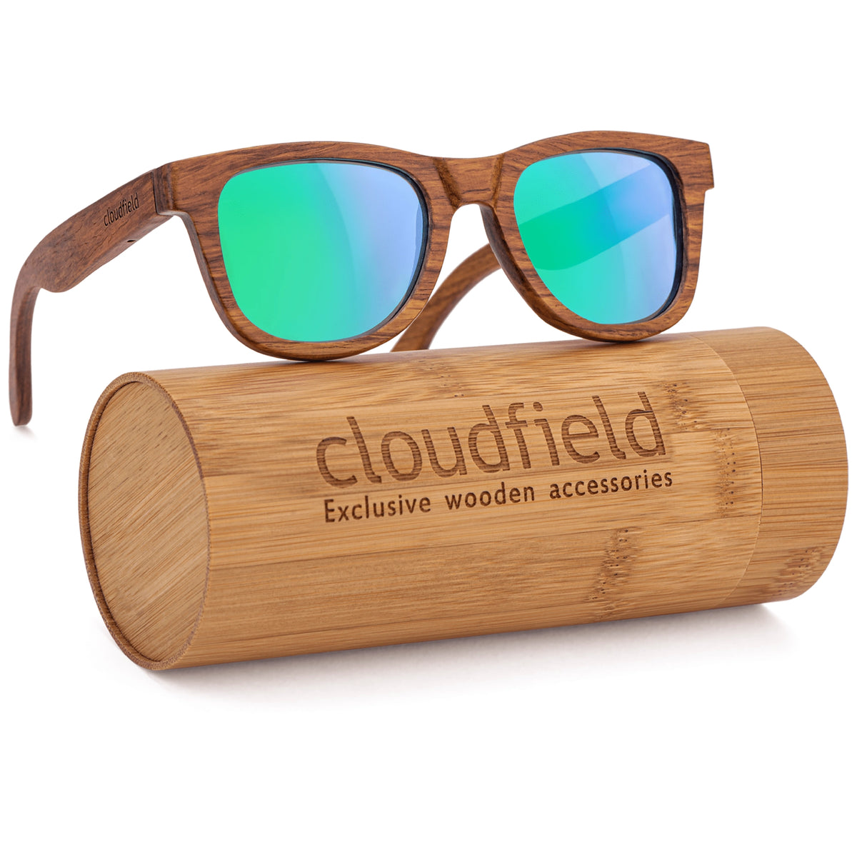 Cloudfield Unisex Polarized Wood Sunglasses - Kosso Green