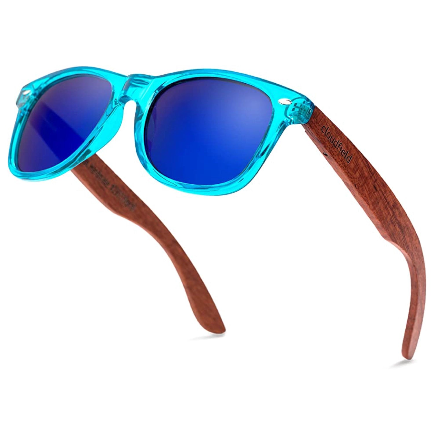 Cloudfield Unisex Polarized Wood Sunglasses - Ocean Blue