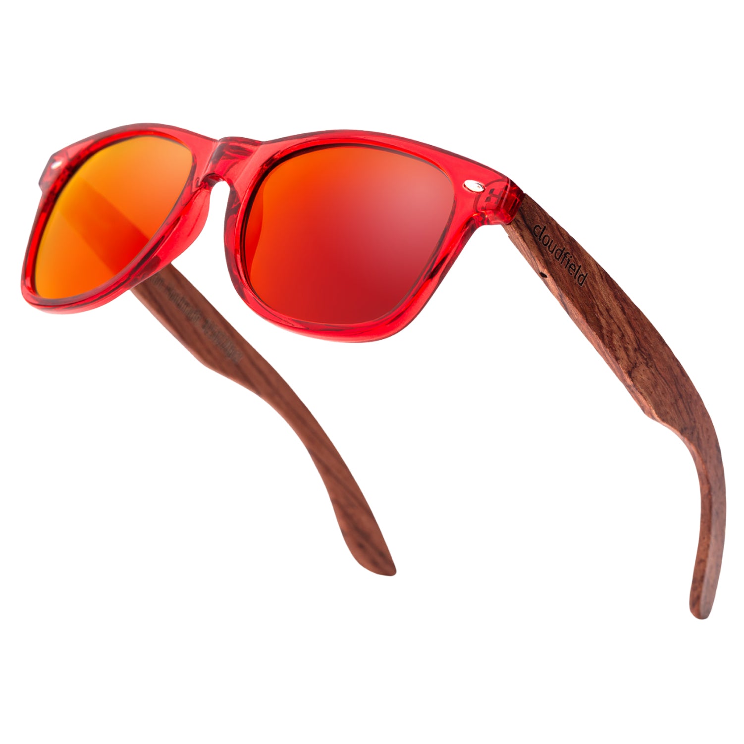 Cloudfield Unisex Polarized Wood Sunglasses - Red